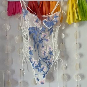 Embroidered bodysuit